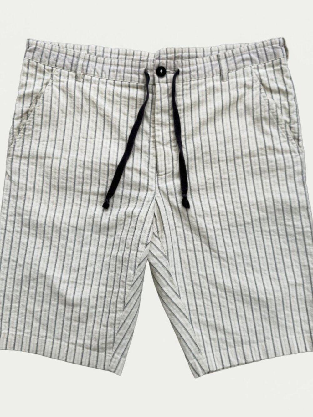 Ann Demeulemeester Striped Cotton Drawstring Shorts 34